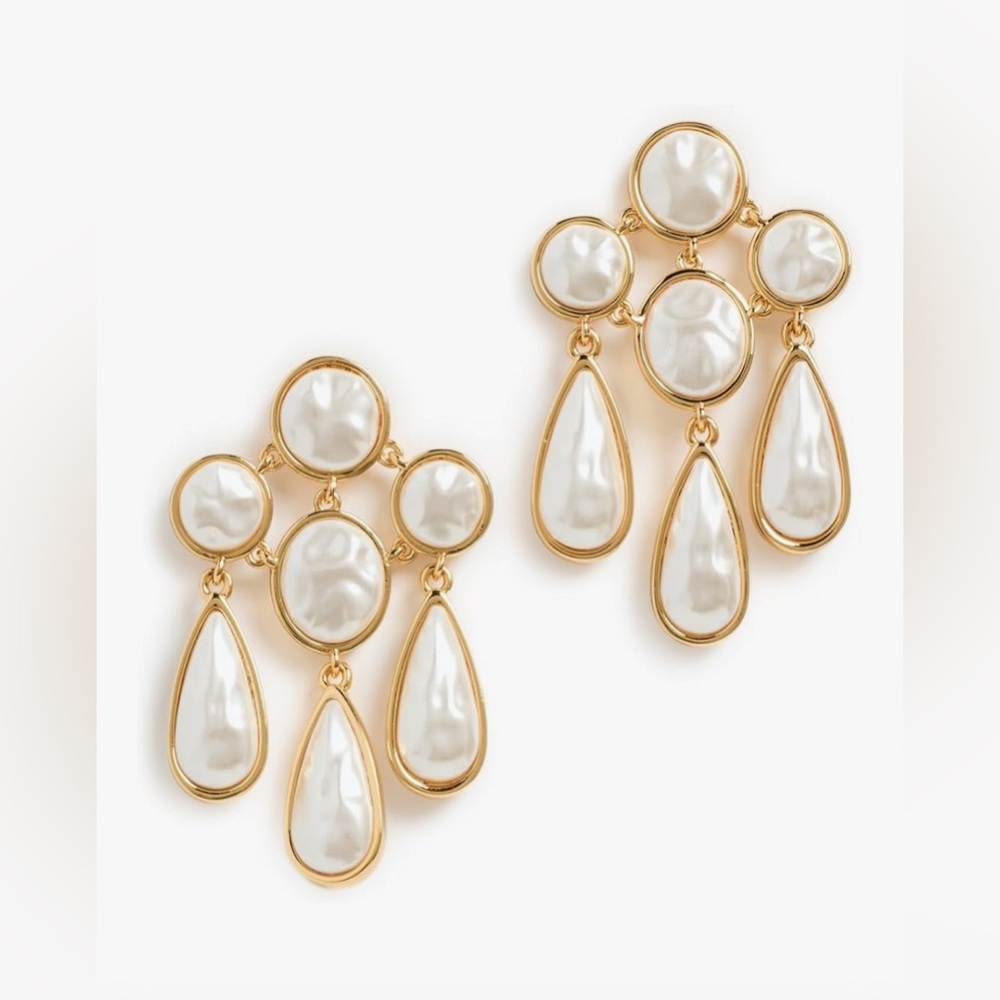 Lele Sadoughi Gold and White Reflection Chandelier Earrings